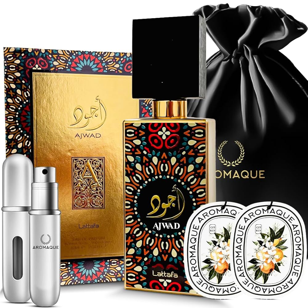 AJWAD Lattafa 香水 ギフトボックス Amazon.com : AROMAQUE Bundle of Lattafa Ajwad Perfume 2.0 OZ